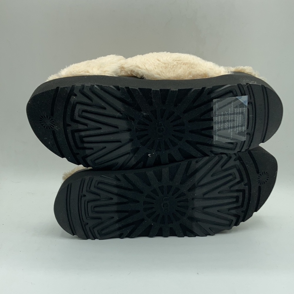 UGG Fuzz Yeah Cross Natural Black Women's Slides - Picture 4 of 7